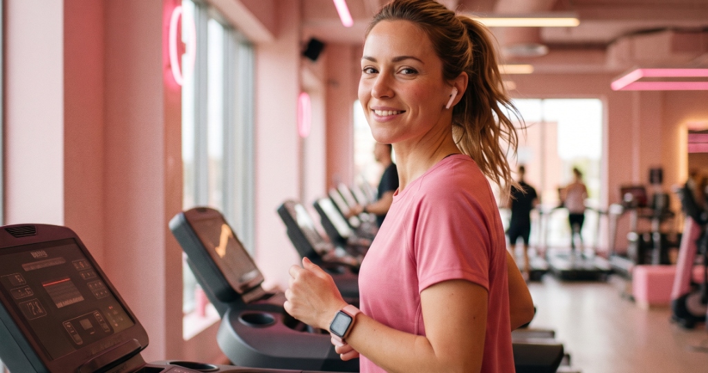 Donna vitale in palestra con tono e benessere